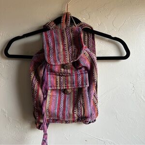 Earth Divas Nepal Fair Trade Mini Backpack Boho Hippie Festival Ethnic Woven